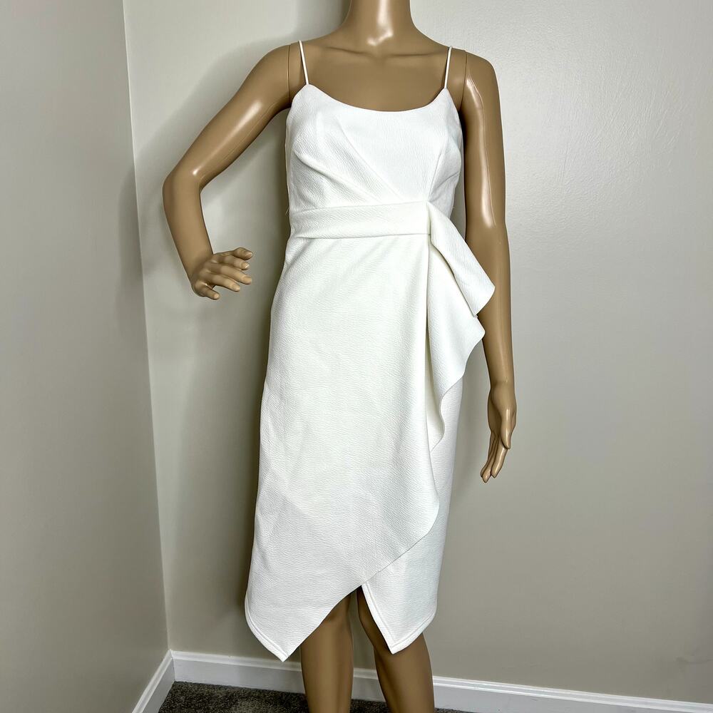Selfie Leslie White Tesla Cami Asymmetrical Midi Dress
